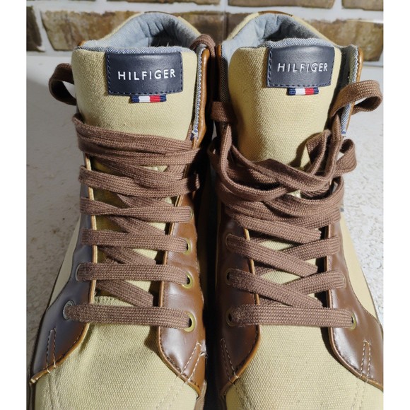 Tommy Hilfiger Brown Mid-Top Khaki Sneakers  Tommy Hilfiger Brown Mid-Top Khaki Sneakers